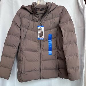 32 Degrees Women's Winter Tech Jacket Tan/Purple Size L NWT Puffer Hood